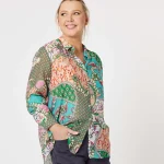 Vibrant Patchwork Print Long Sleeve Shirt