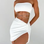 Chic White Cut-Out Strapless Mini Dress